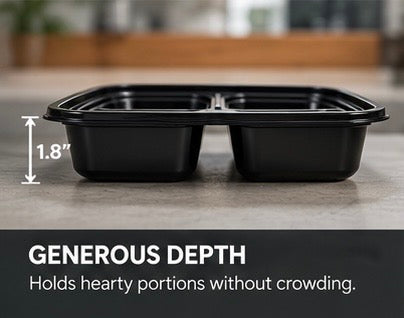 39 oz 3-Compartment Meal Prep Containers with Clear Lids – 50 Sets