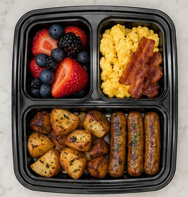 39 oz 3-Compartment Meal Prep Containers with Clear Lids – 50 Sets