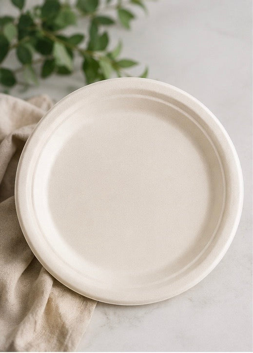 9" Compostable Bagasse Dinner Plates