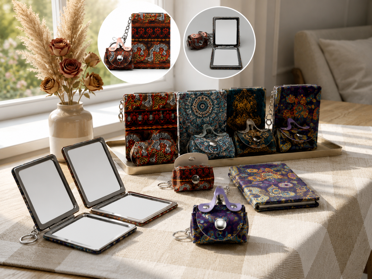 Pocket Mirror with Matching Coin Pouch