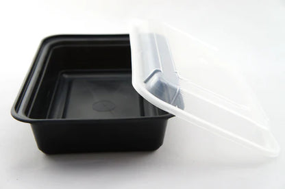 38 oz Black Rectangular Container with Lid 100 piece (50 set)