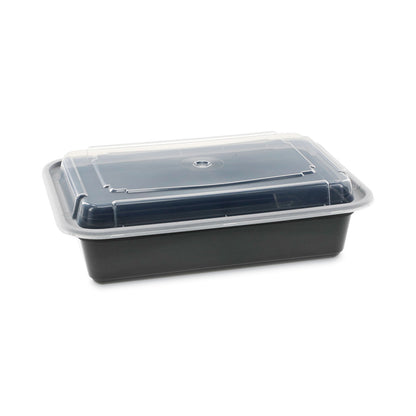 38 oz Black Rectangular Container with Lid 100 piece (50 set)