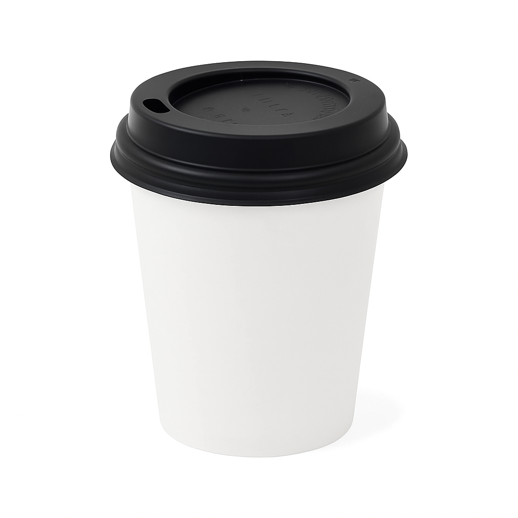 4oz White Paper Cup with Black Dome Lid