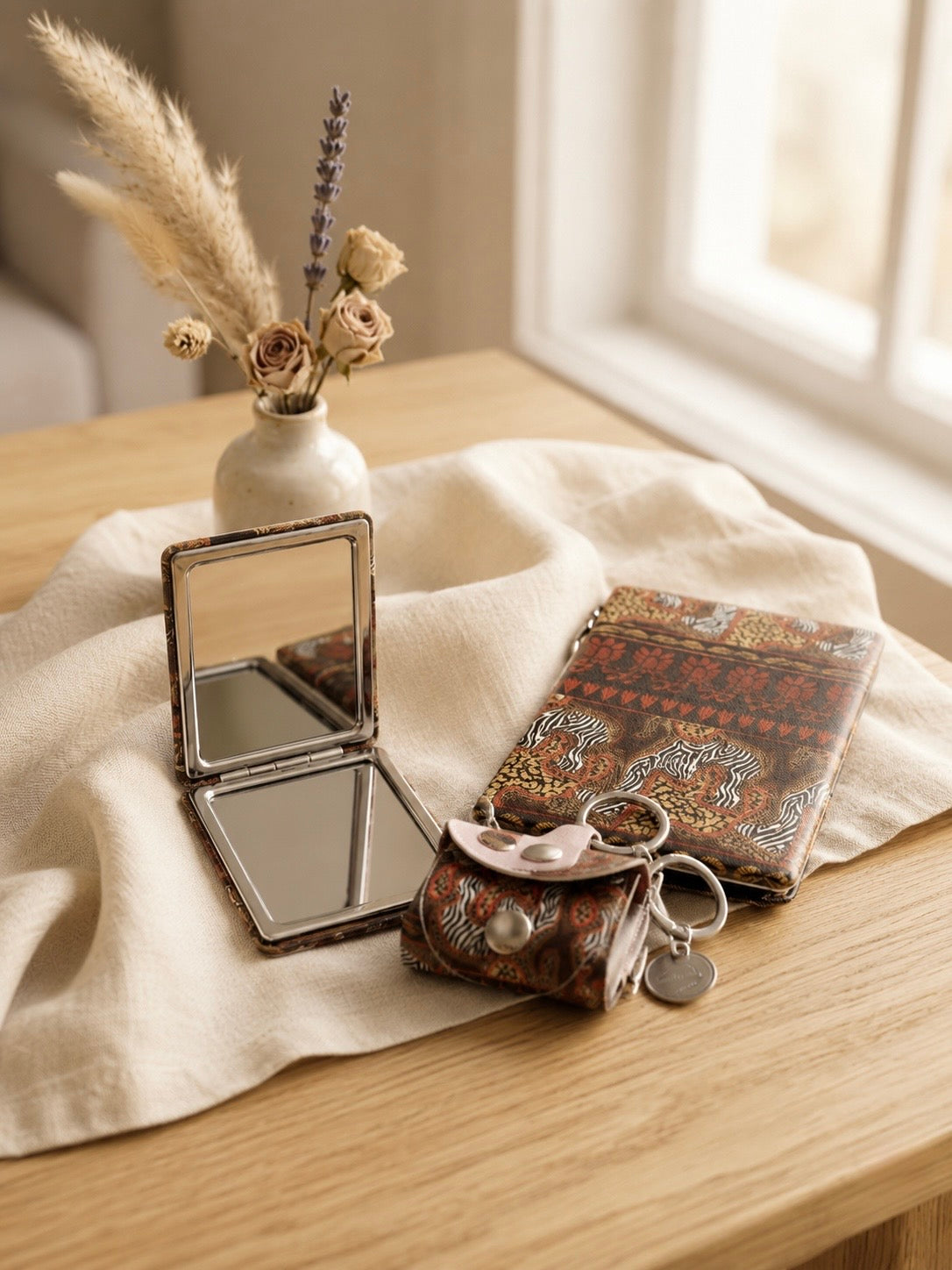 Pocket Mirror with Matching Coin Pouch
