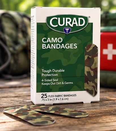 CURAD Camo Flex-Fabric Bandages – 25 Count