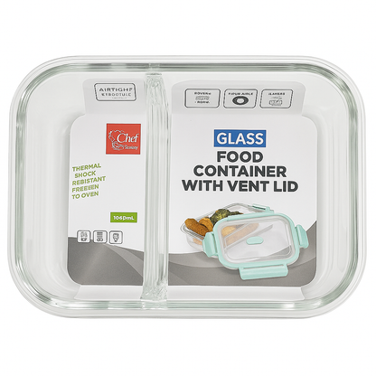 Glass Food Container with Vent Lid (1040ml)